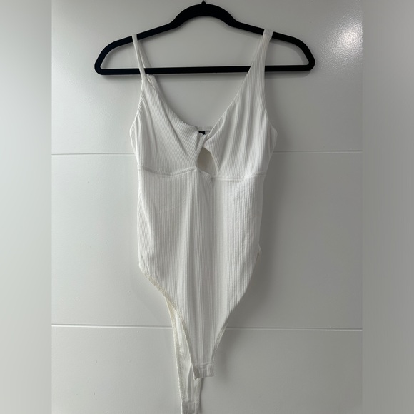 Wild fable white ribbed bodysuit summer vacation beach party event festival S - Picture 9 of 15